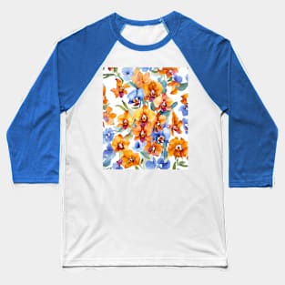 Watercolor Orchid Pattern Baseball T-Shirt